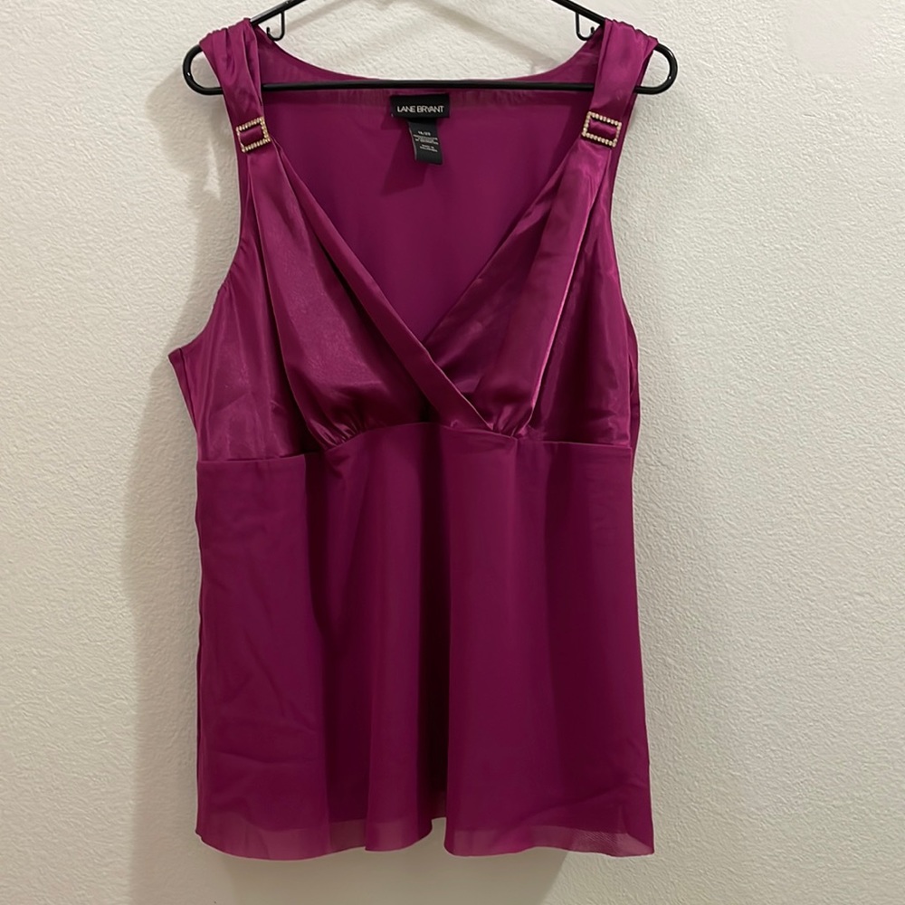 Lane Bryant Dressy Baby Doll Style Tank Top - Magenta